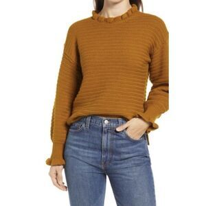 Madewell Ruffle-Neck Pullover Sweater size S AG587 / NWOT